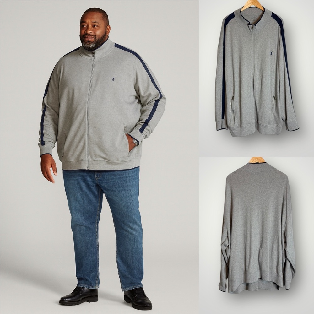 POLO Ralph Lauren Performance Knit Track Jacket Size 5XB Zip Pockets Full Zip